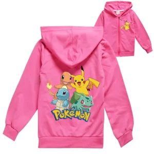 Pokemon Kinder Hoodie Pikachu Rosa Kapuzenpullover