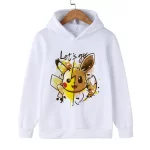 Weiß Pokemon Kapuzenpullover Pikachu Eevee Kinder Hoodie