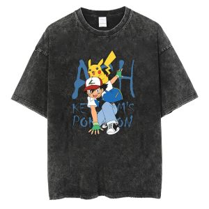 Pokemon Oversize Shirt Sacha Ketchum Pikachu Gym Shirt