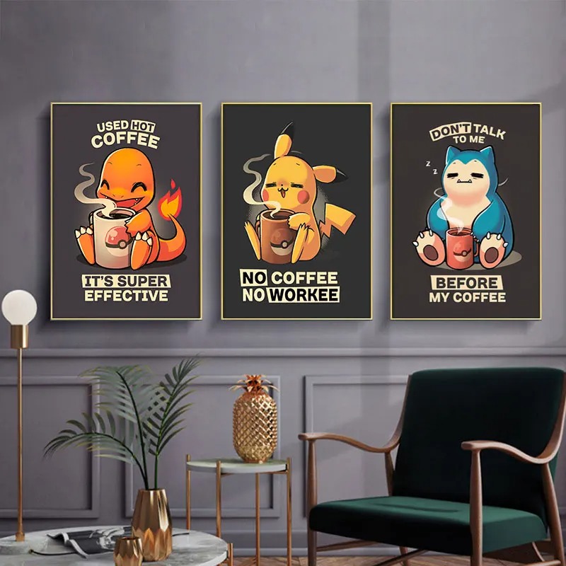 Pokemon Leinwandbilder Coffee Pikachu Poster