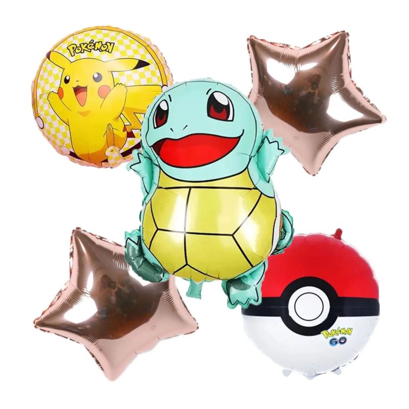 Pokemon Geburtstagsdekorationen 5 Schiggy Luftballons