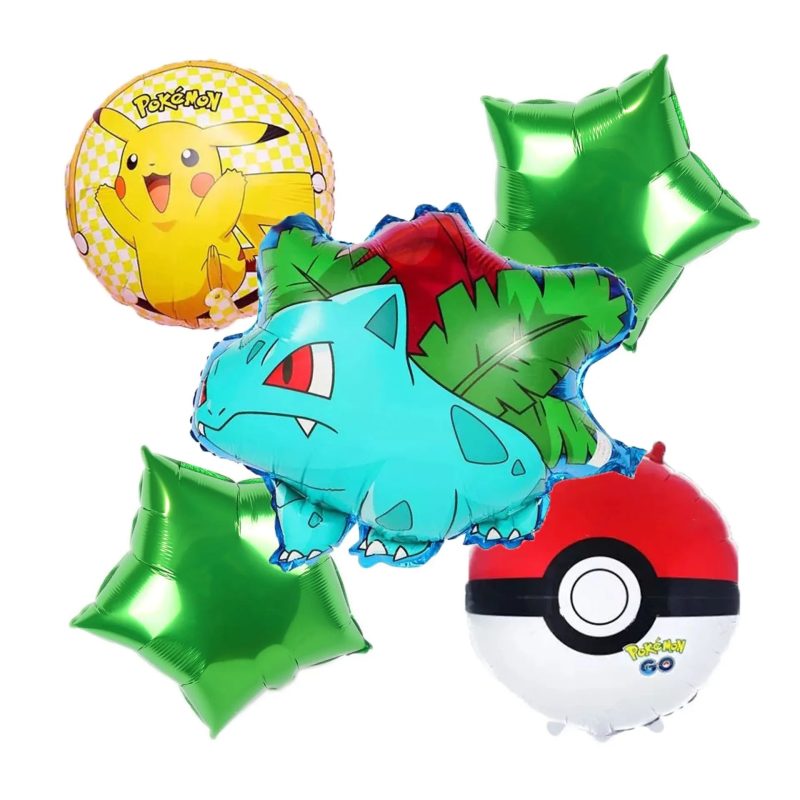 Pokemon Geburtstagsdekorationen 5 Pcs Bisasam Luftballons