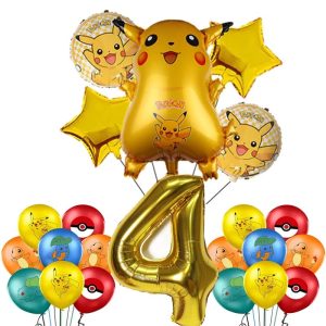 Pokemon Geburtstagsdekorationen 4 Jahr Pokemon Luftballons